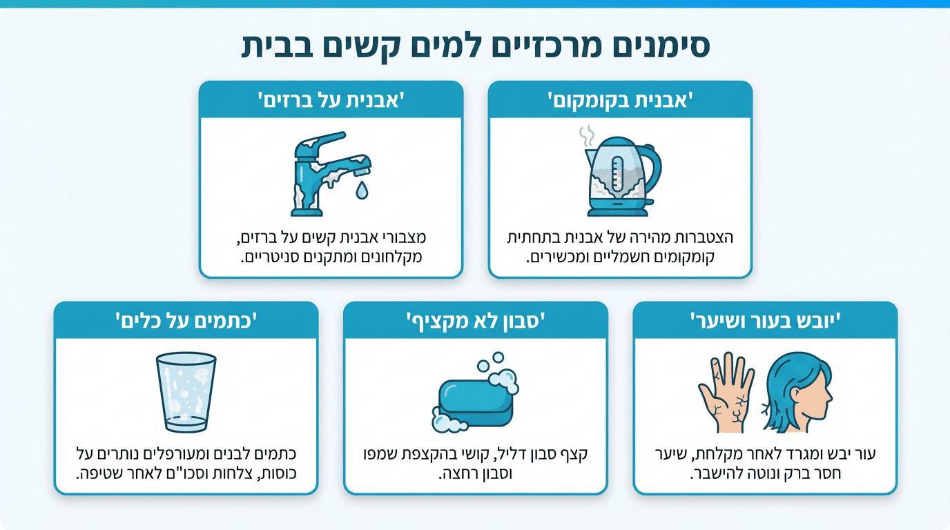 סימנים מזהים למים קשים בבית - אבנית על ברזים וכלים