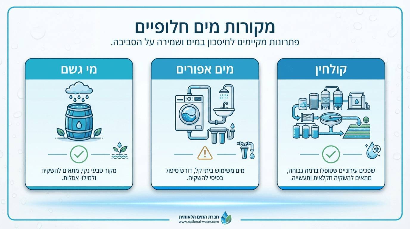 מי גשם, מים אפורים וקולחין - חלופות למי ברז