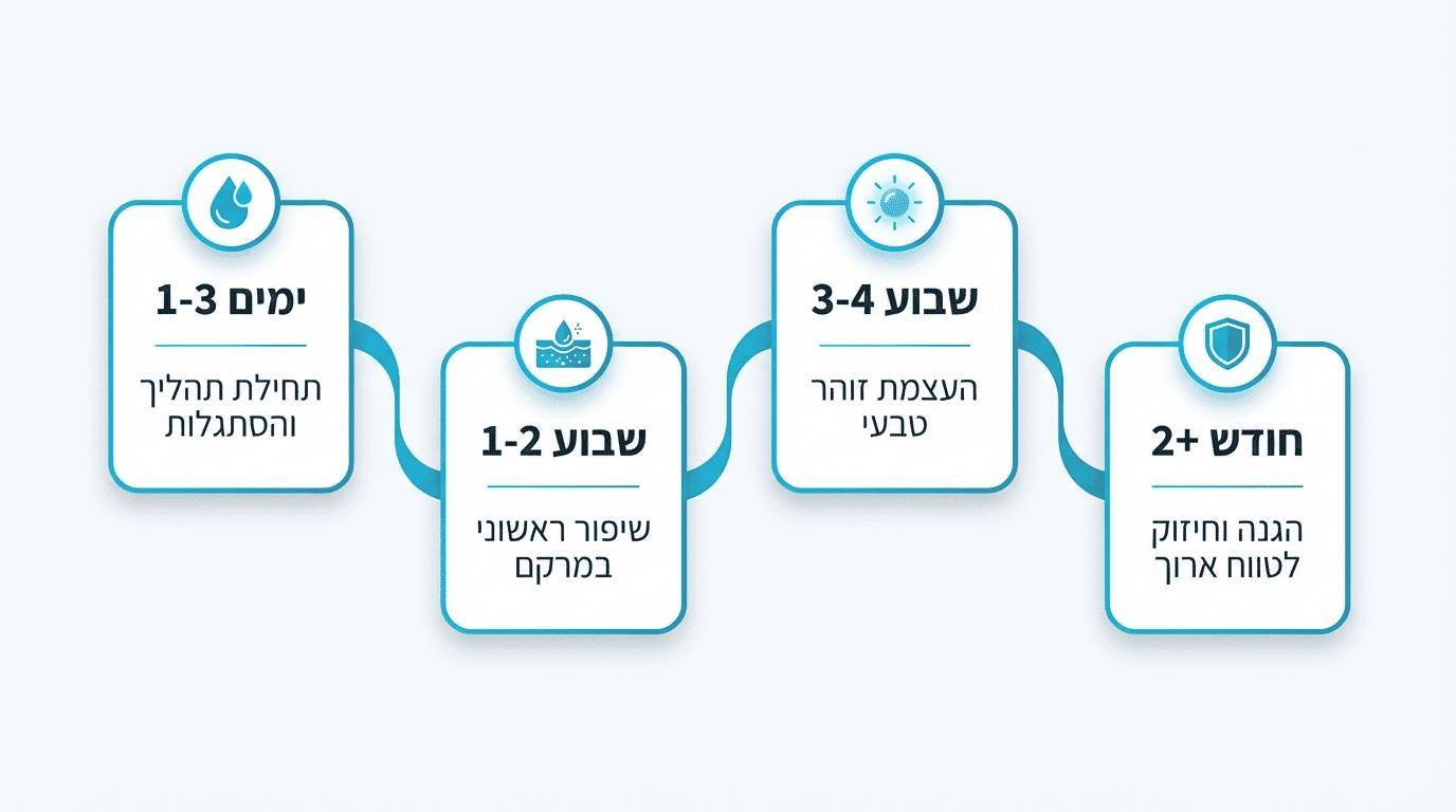 ציר זמן - שינויים בעור בעקבות שתייה נכונה